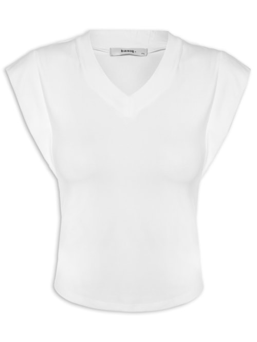 Camiseta Feminina Decote Em V – Branco