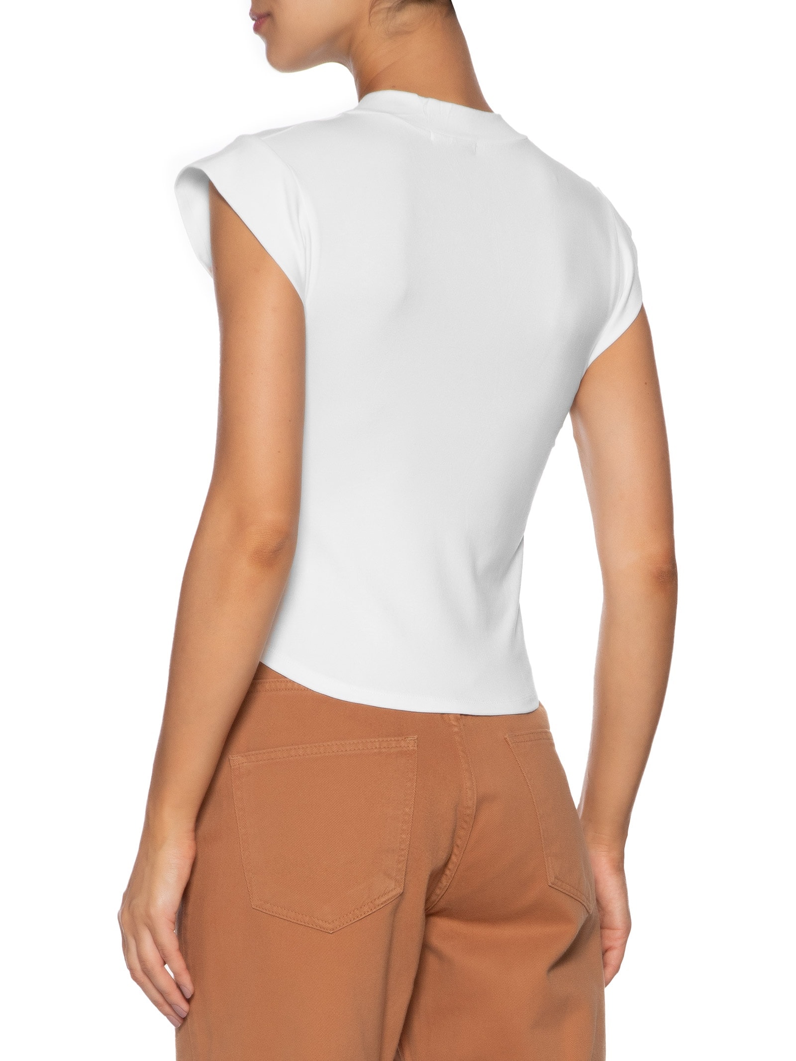 Camiseta Feminina Decote Em V Branco Basiq