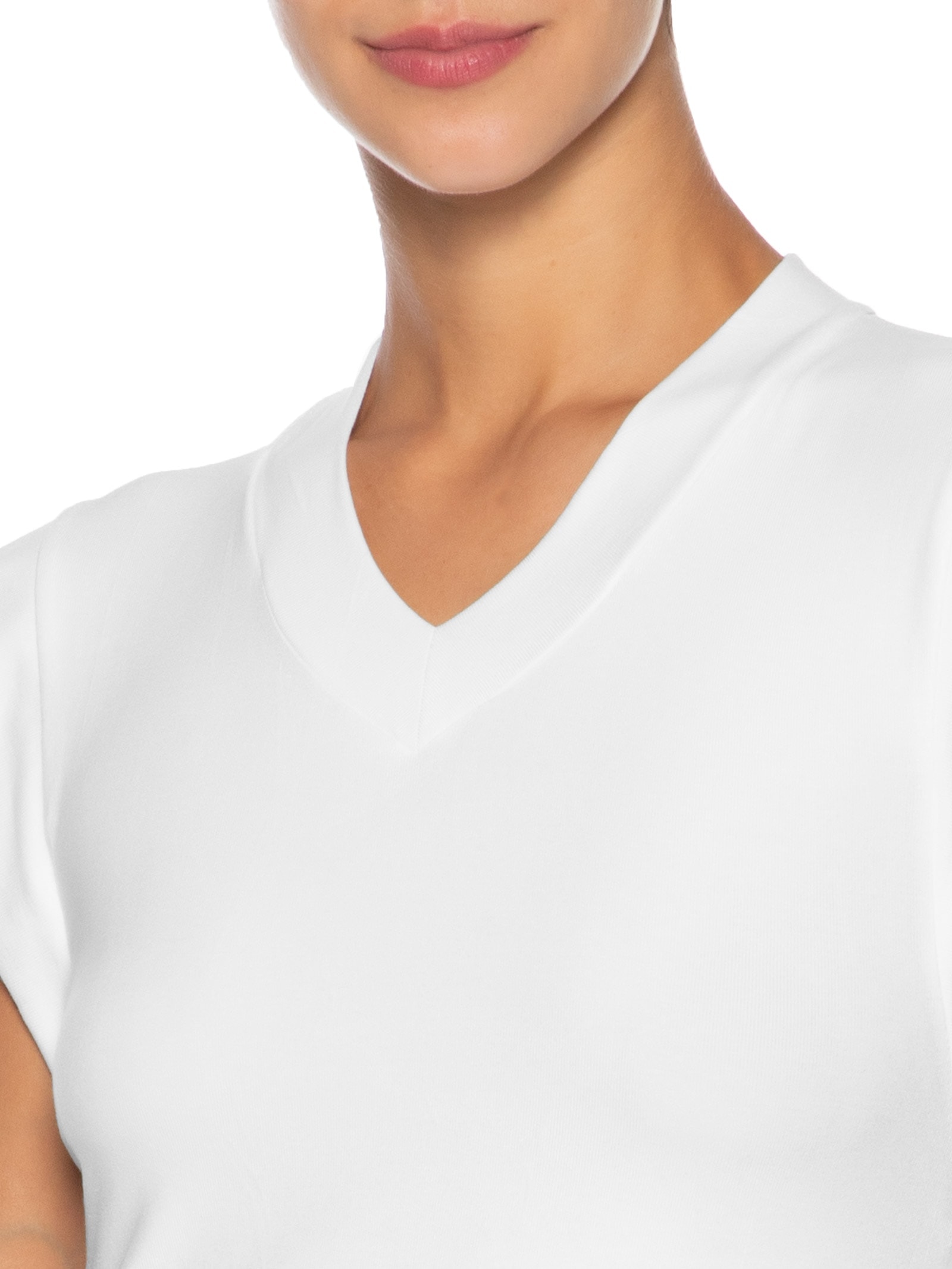 Camiseta Feminina Decote Em V Branco Basiq