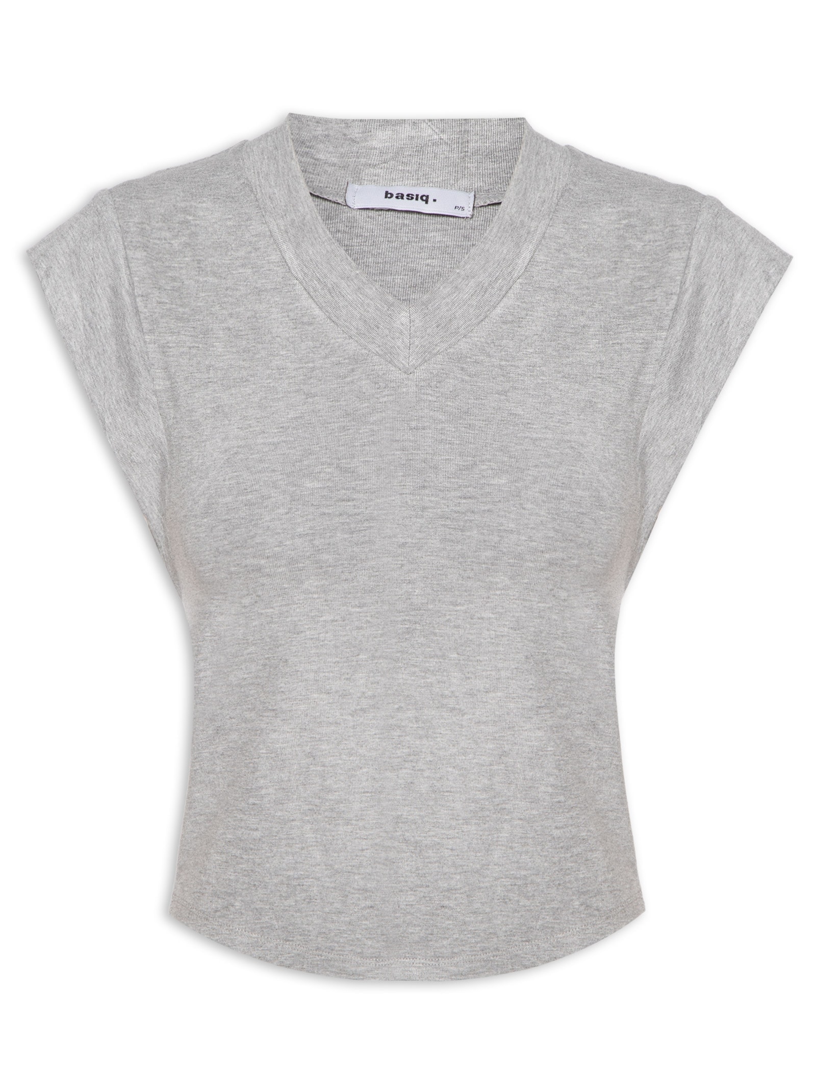 Camiseta Feminina Decote Em V Cinza Basiq