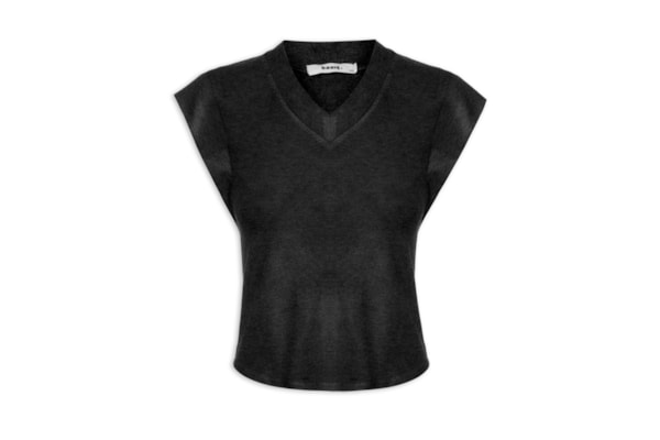 Camiseta Feminina Decote Em V - Preto