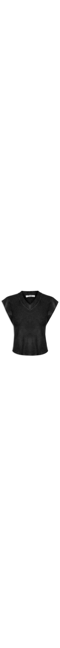 Camiseta Feminina Decote Em V - Preto