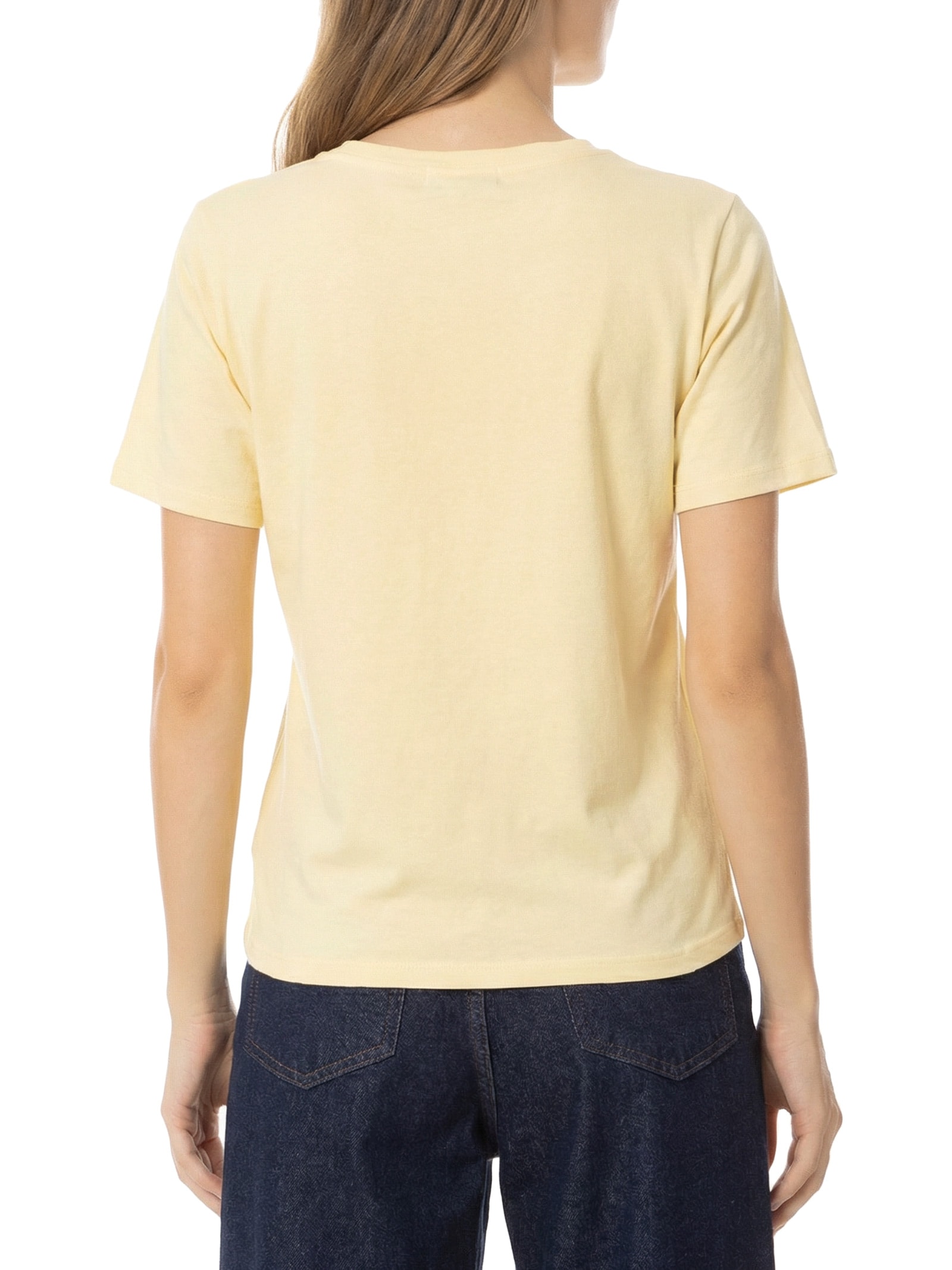 Camiseta Feminina Decote Redondo Bege Lança Perfume