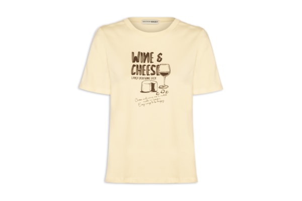 Camiseta Feminina Decote Redondo - Bege
