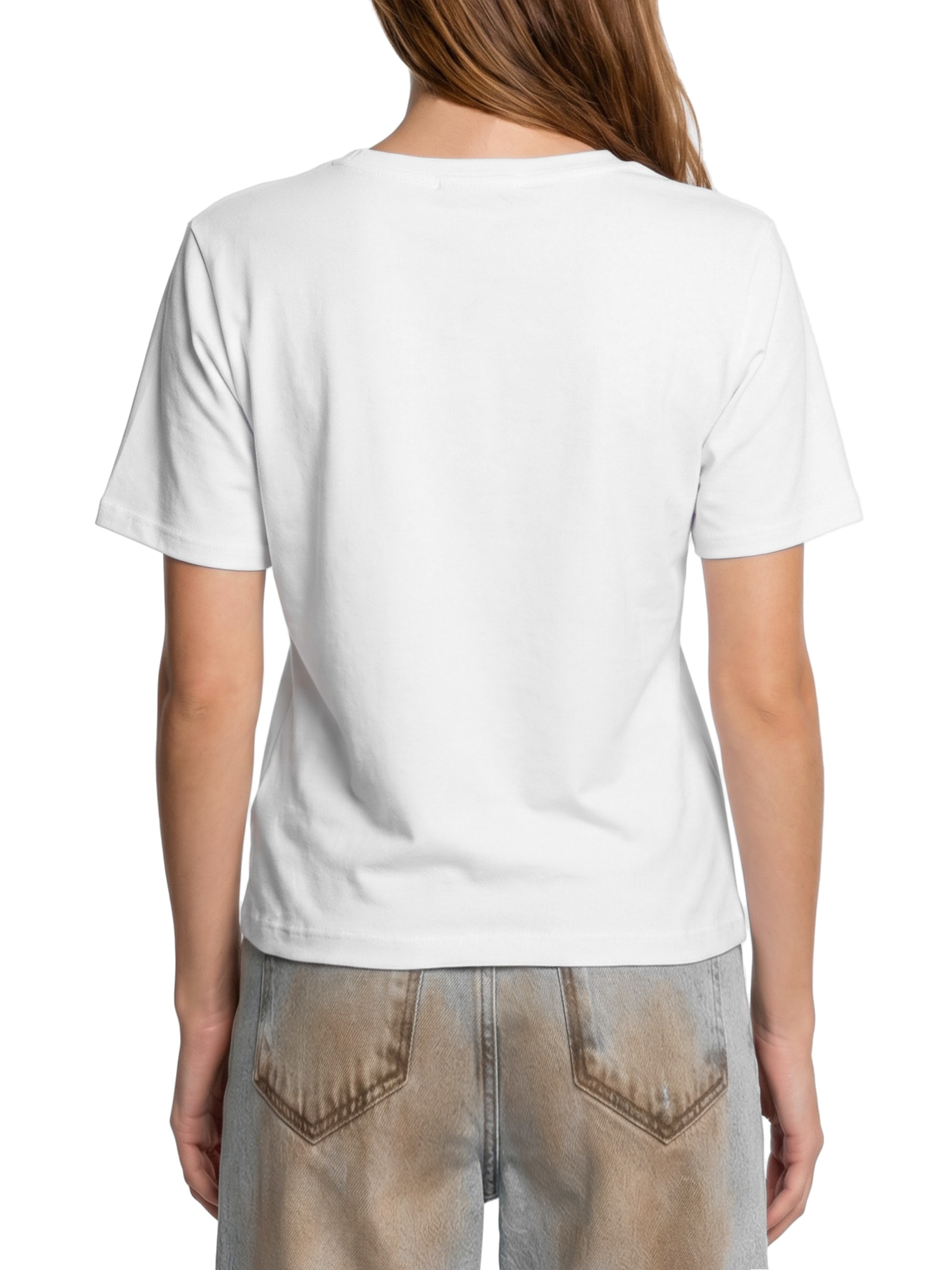 Camiseta Feminina Decote Redondo Branco Lança Perfume