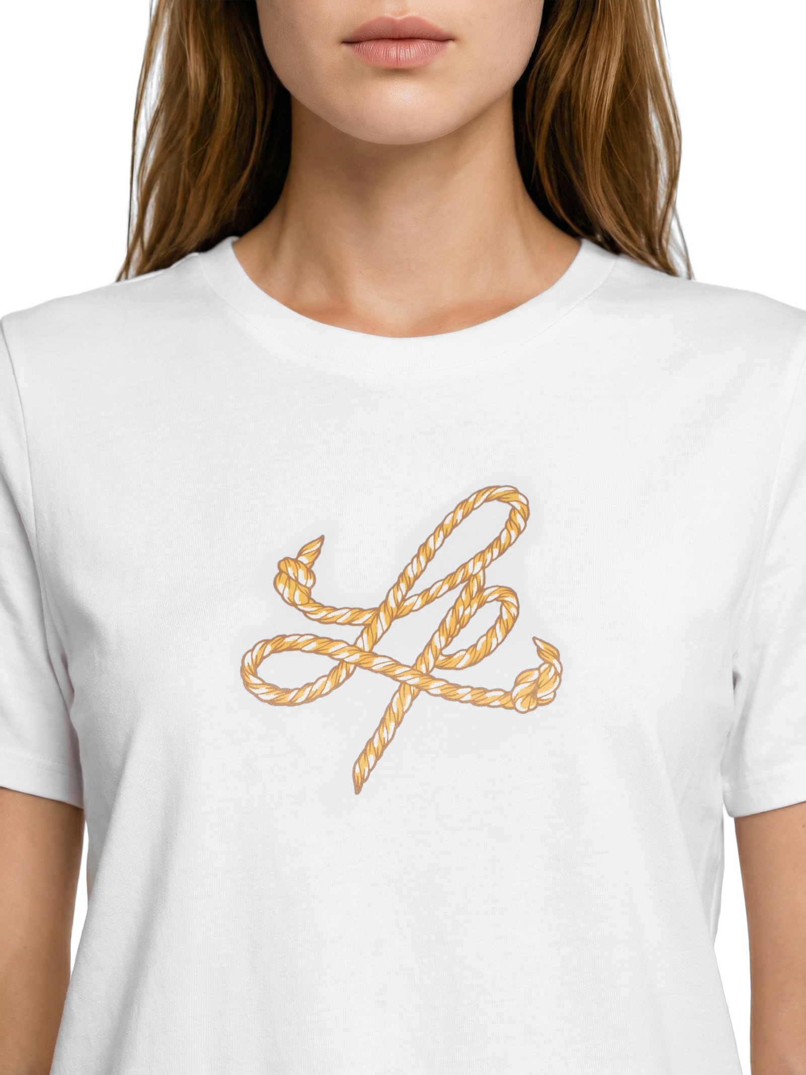 Camiseta Feminina Decote Redondo Branco Lança Perfume