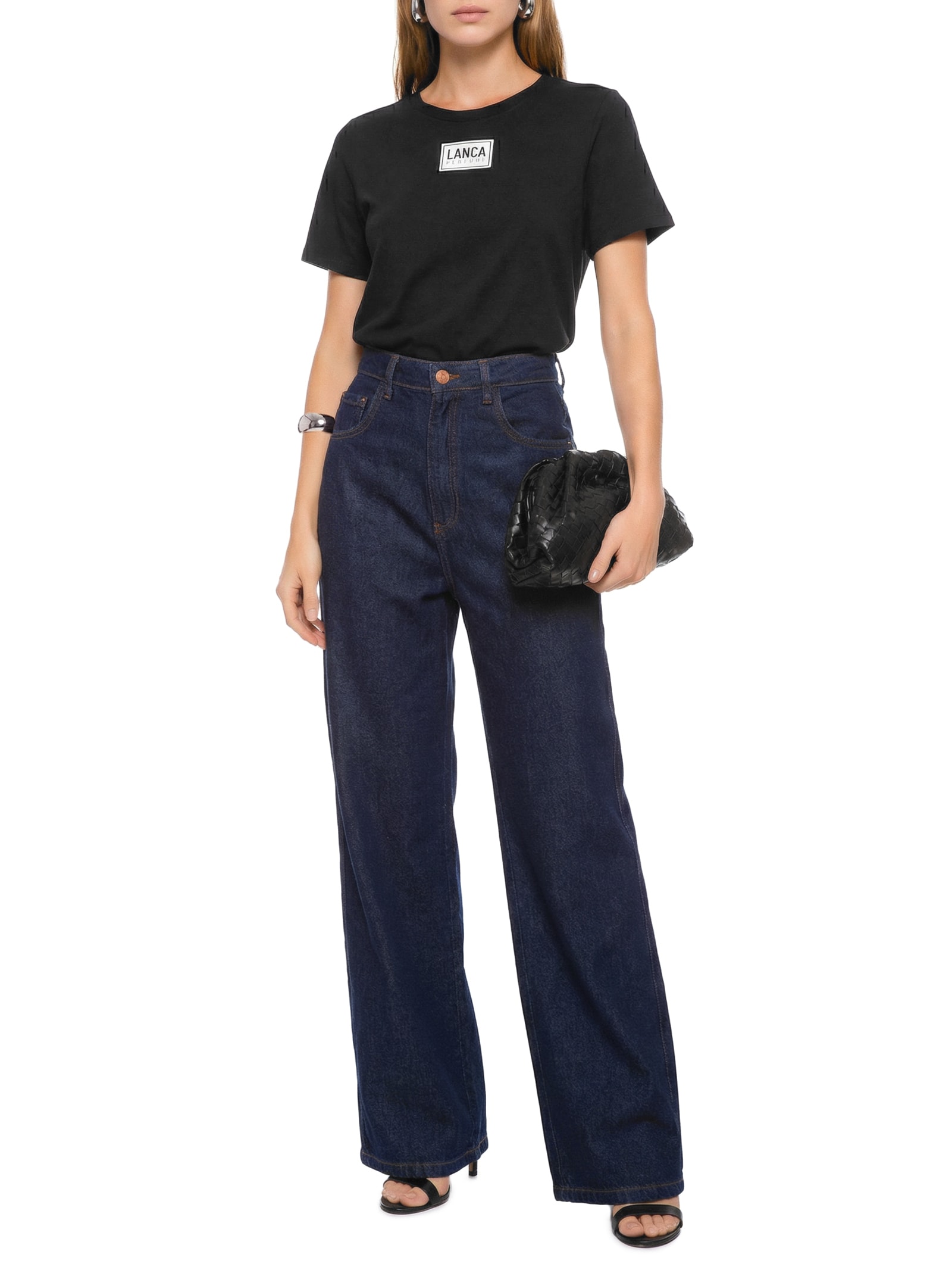 Camiseta Feminina Decote Redondo Preto Lança Perfume