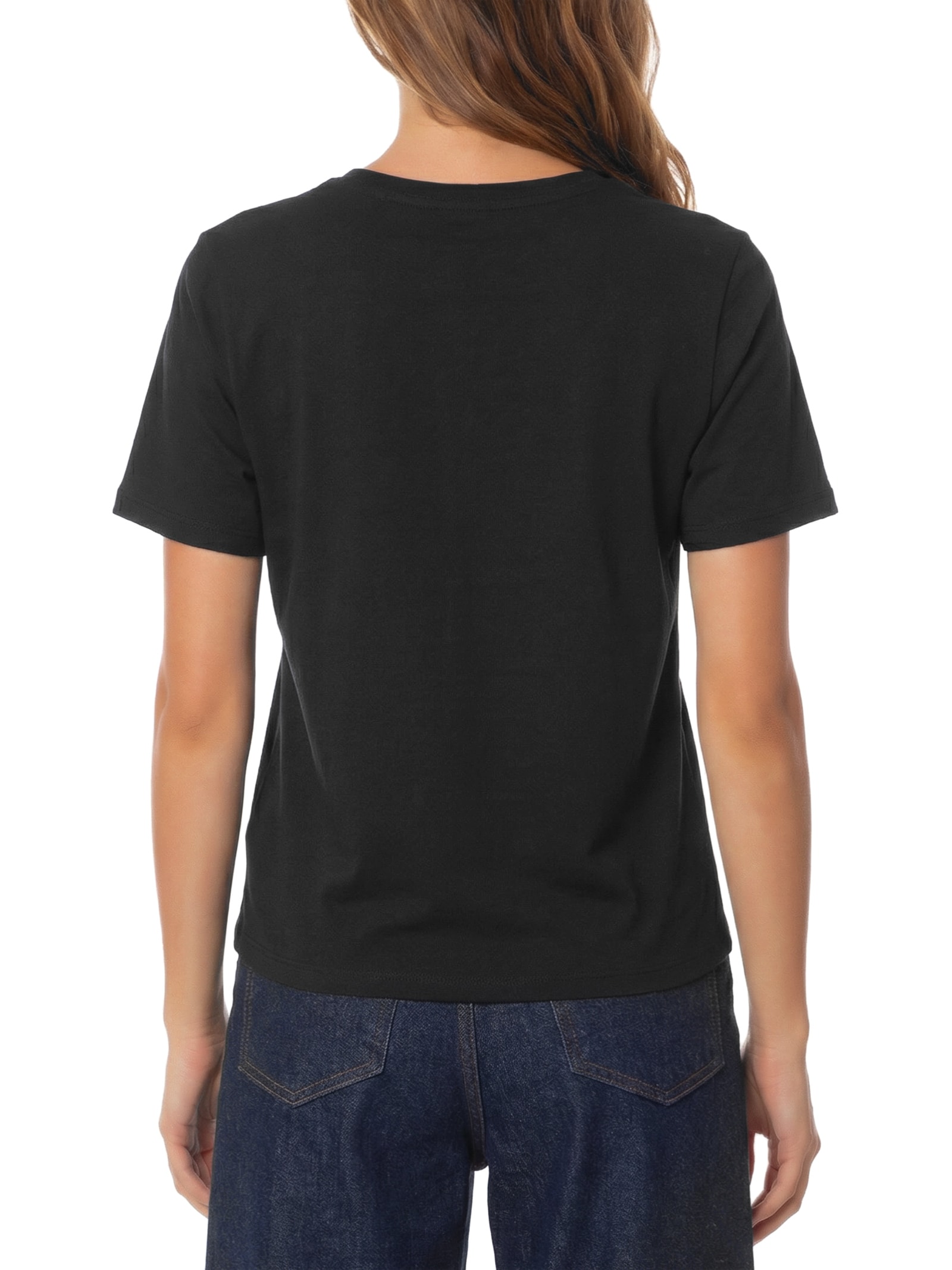 Camiseta Feminina Decote Redondo Preto Lança Perfume