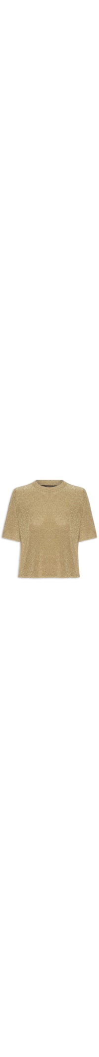 Camiseta Feminina Decote Redondo Tricot Lurex - Dourado