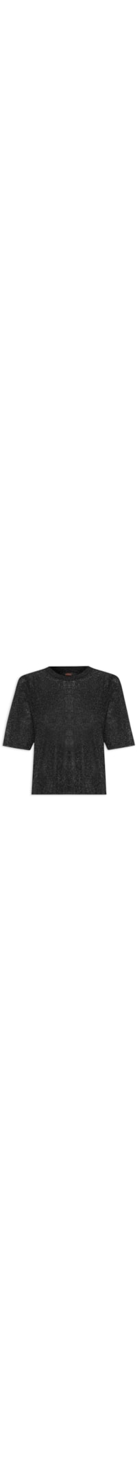 Camiseta Feminina Decote Redondo Tricot Lurex - Preto
