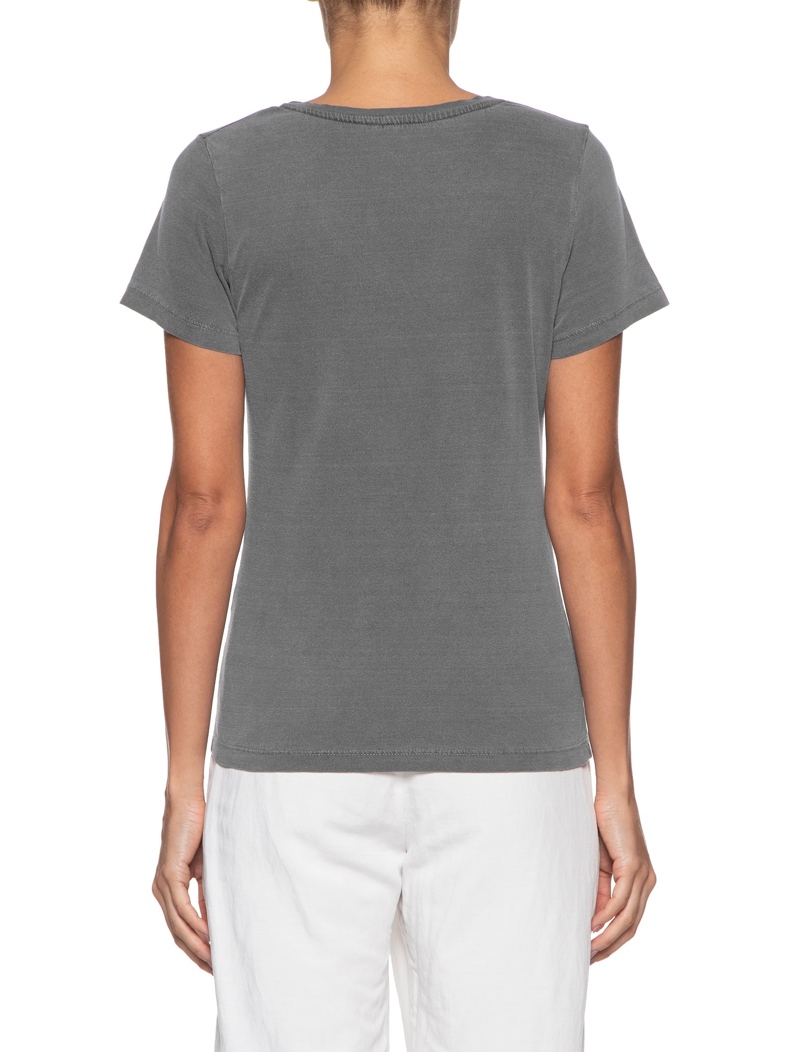 Camiseta Feminina Decote V Básica Cinza Basiq