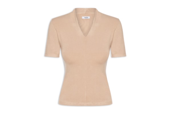 Camiseta Feminina Decote V - Bege