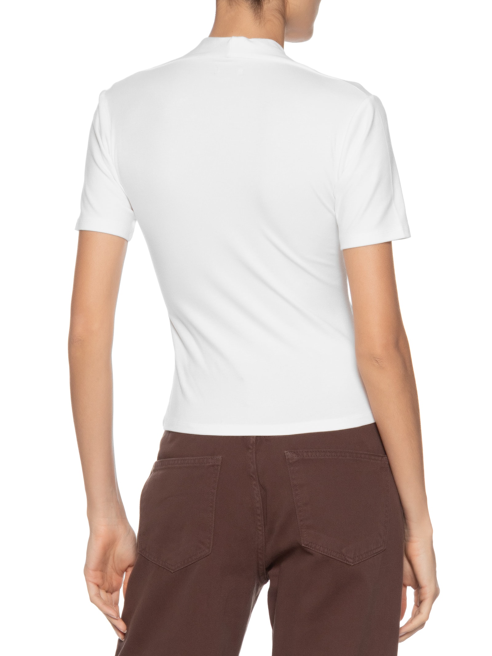 Camiseta Feminina Decote V Branco Basiq