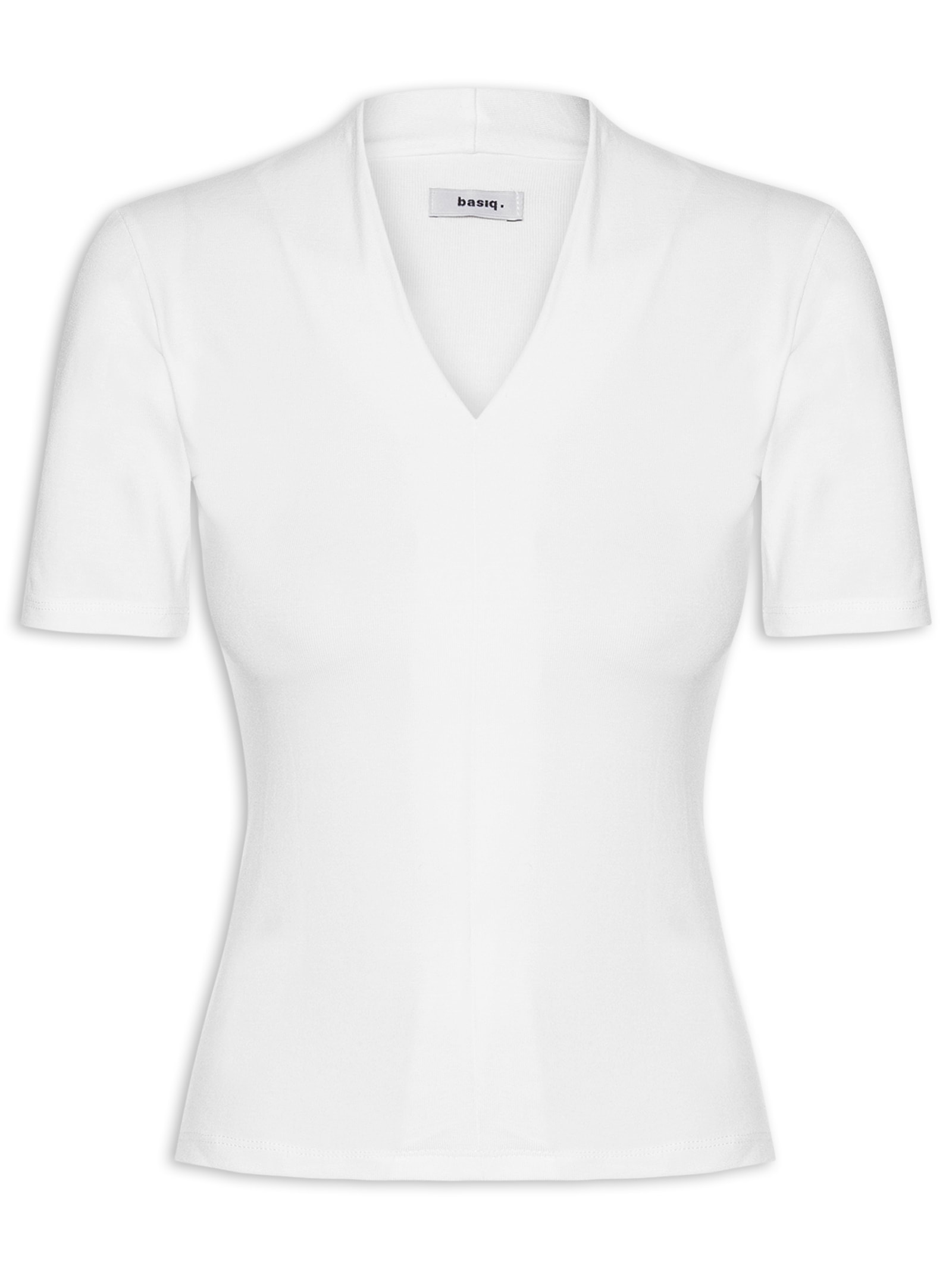 Camiseta Feminina Decote V Branco Basiq