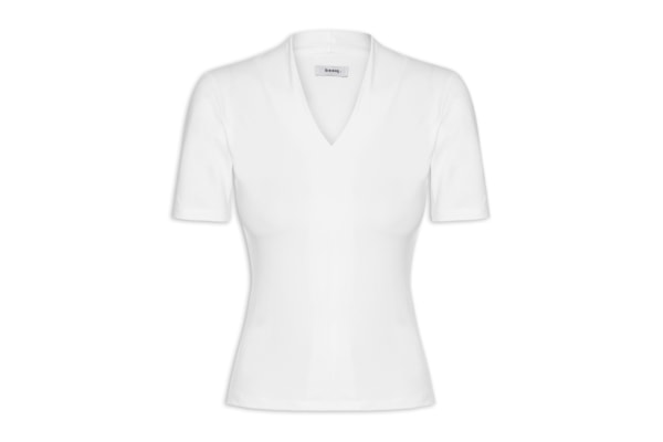 Camiseta Feminina Decote V - Branco