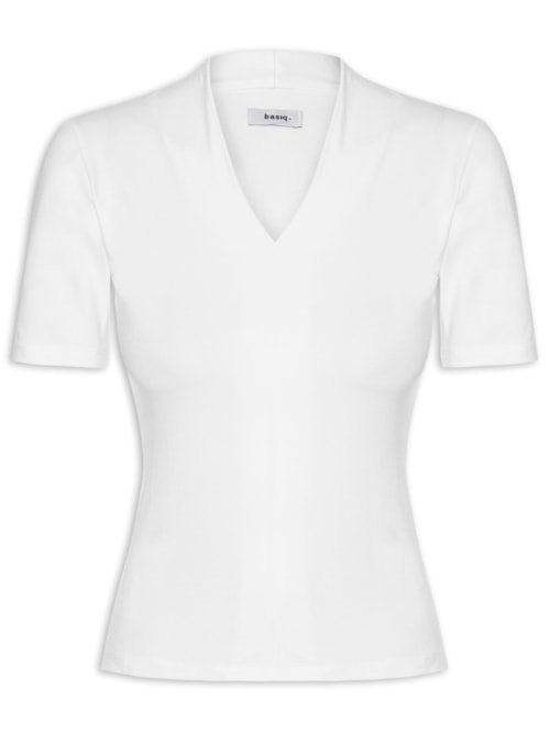 Camiseta Feminina Decote V – Branco