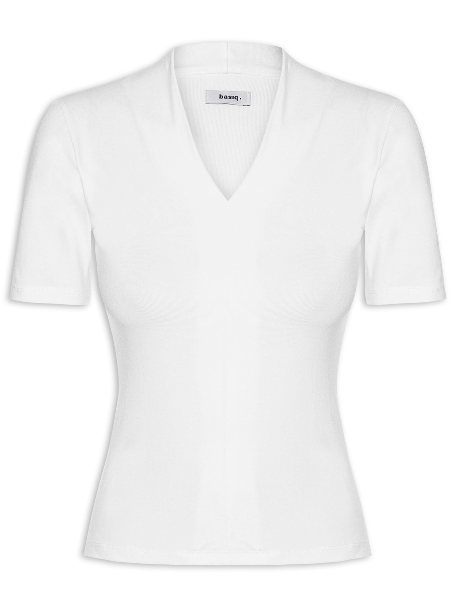 Camiseta Feminina Decote V Branco Basiq
