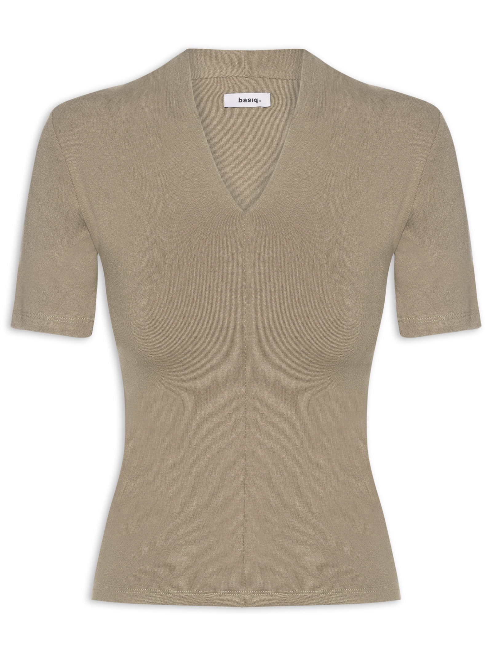 Camiseta Feminina Decote V Cinza Basiq