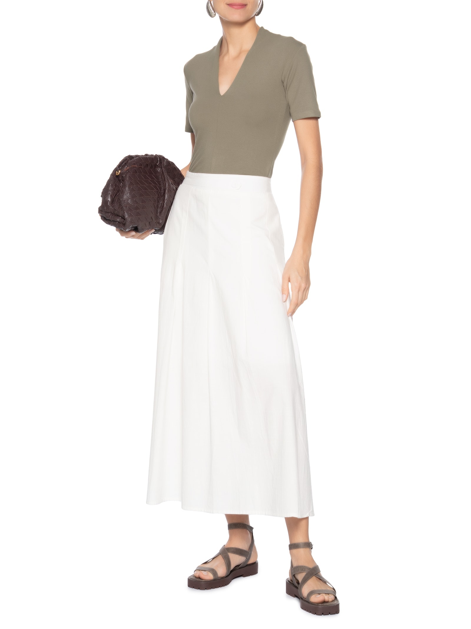 Camiseta Feminina Decote V Cinza Basiq