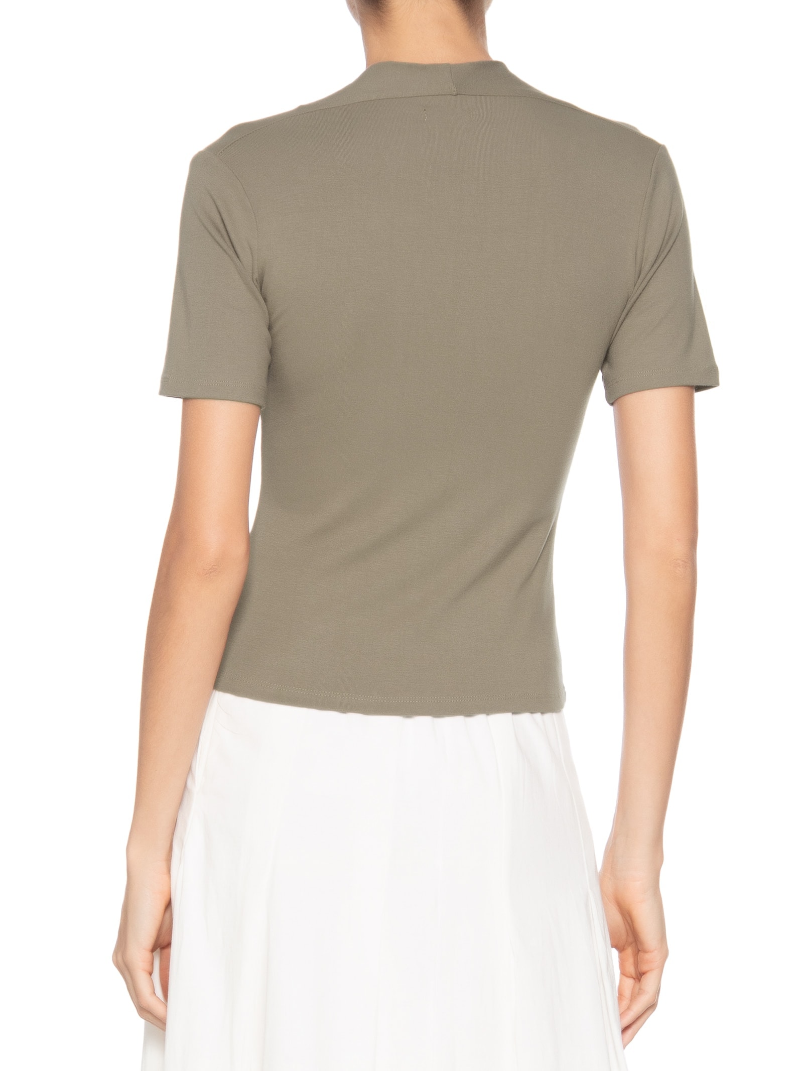 Camiseta Feminina Decote V Cinza Basiq