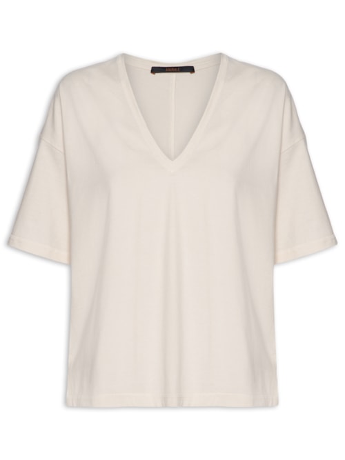 Camiseta Feminina Decote V Cobertura – Branco