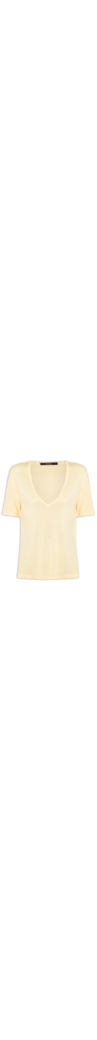 Camiseta Feminina Decote V Linho - Amarelo