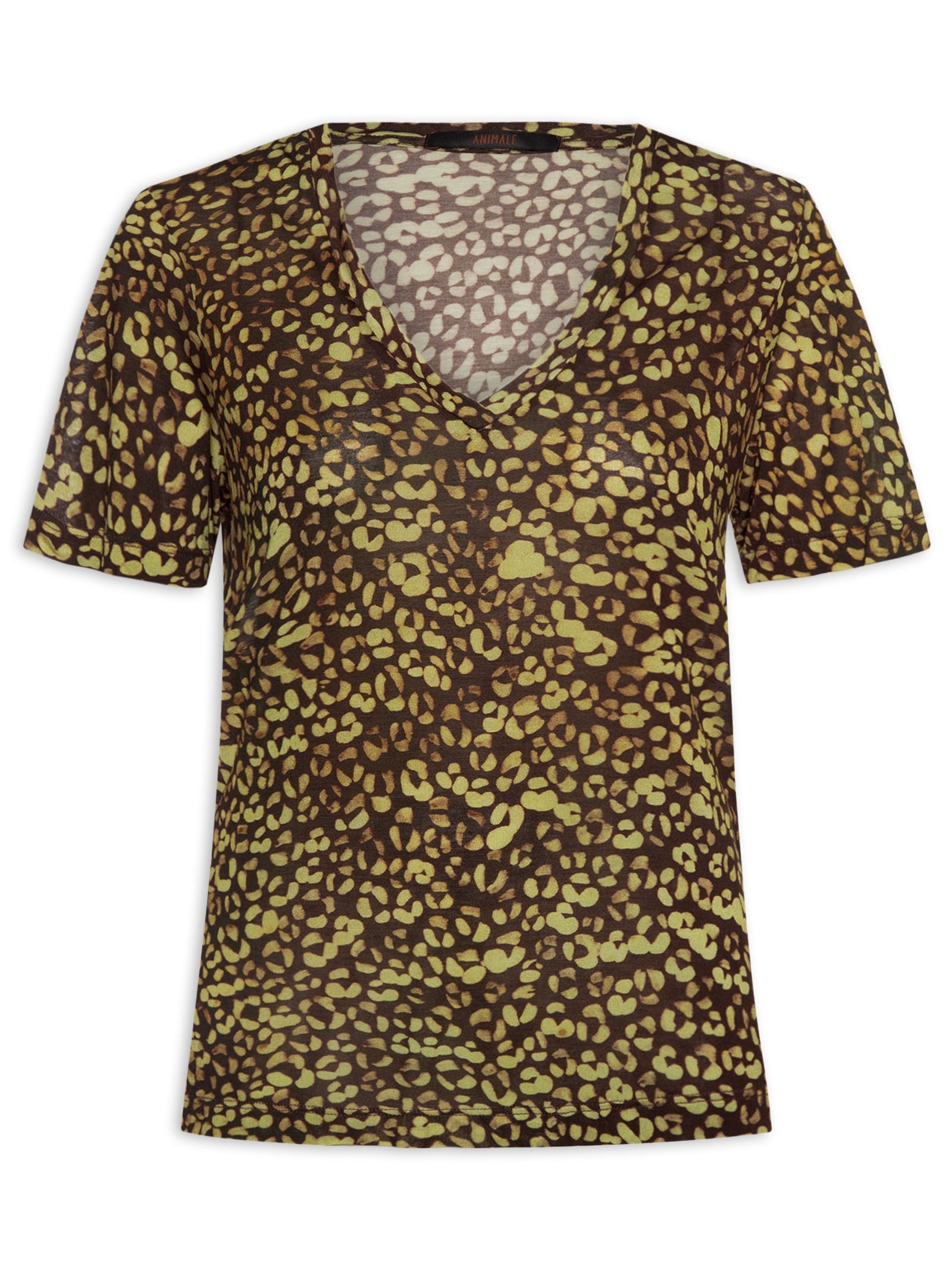 Camiseta Feminina Decote V Manga Curta Croco Tina Verde Animale