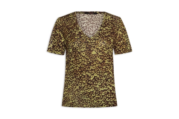 Camiseta Feminina Decote V Manga Curta Croco Tina - Verde