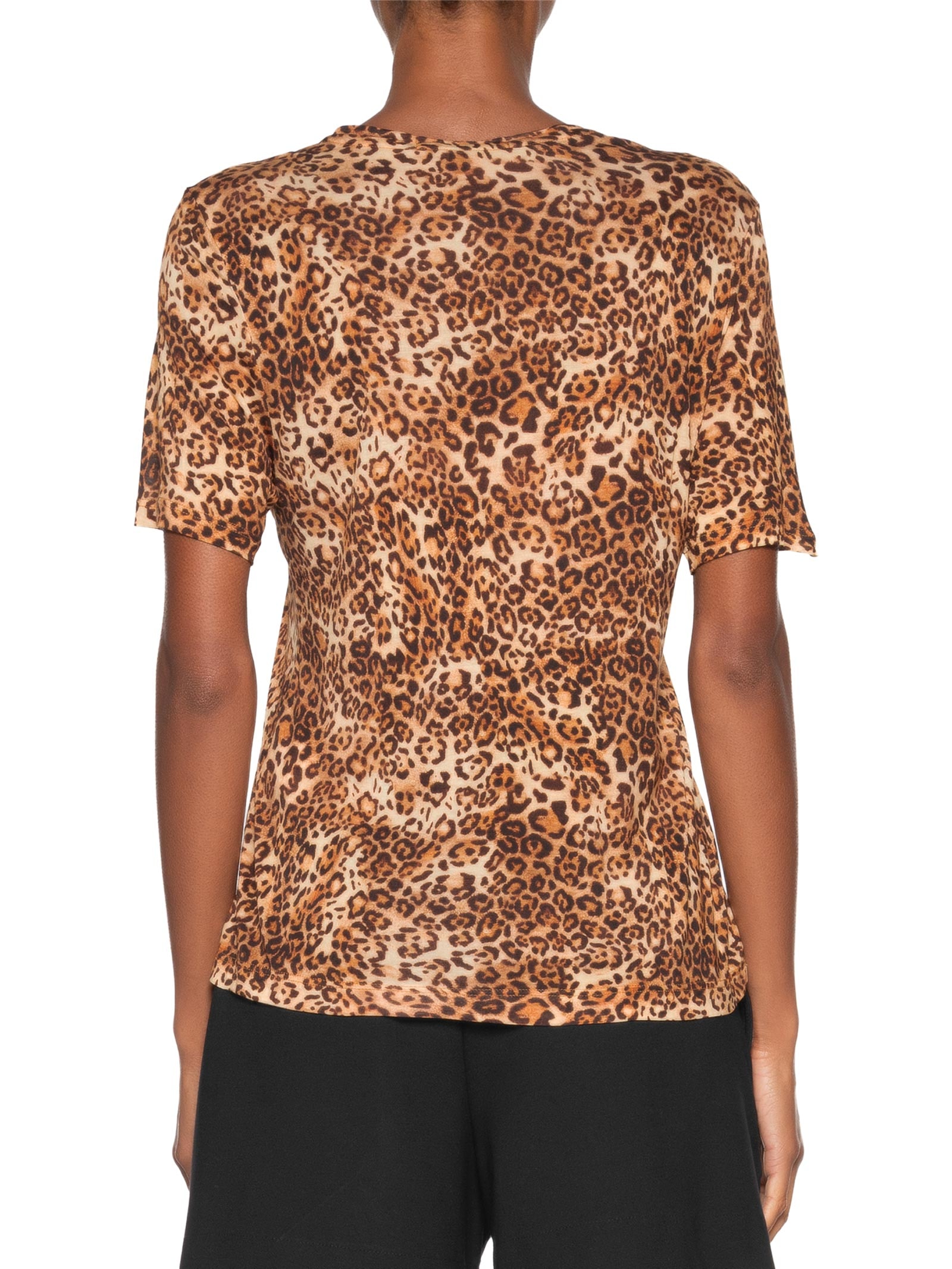 Camiseta Feminina Decote V Manga Curta Onça Animal Print Animale