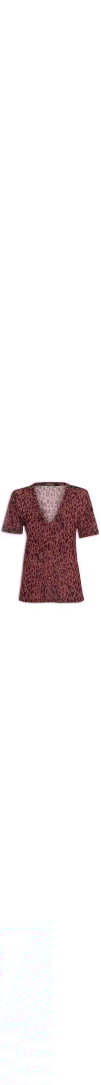 Camiseta Feminina Decote V Manga Curta Onça Elixir Co - Animal Print