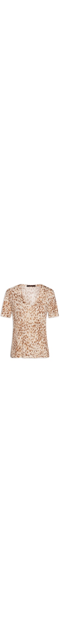 Camiseta Feminina Decote V Manga Curta Onça Moderna - Animal Print