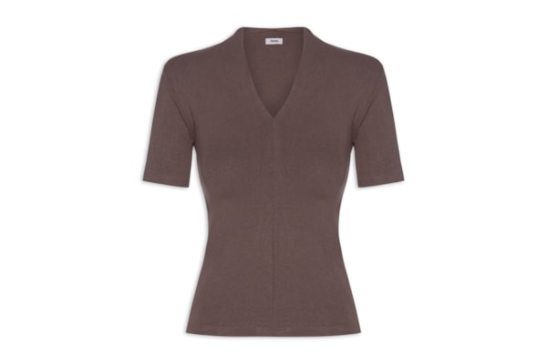 Camiseta Feminina Decote V - Marrom