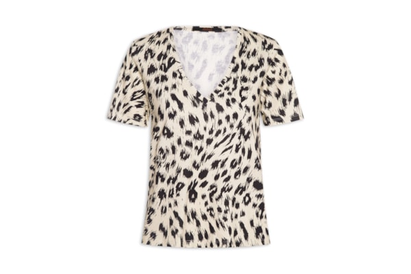Camiseta Feminina Decote V Onça Abby - Animal Print