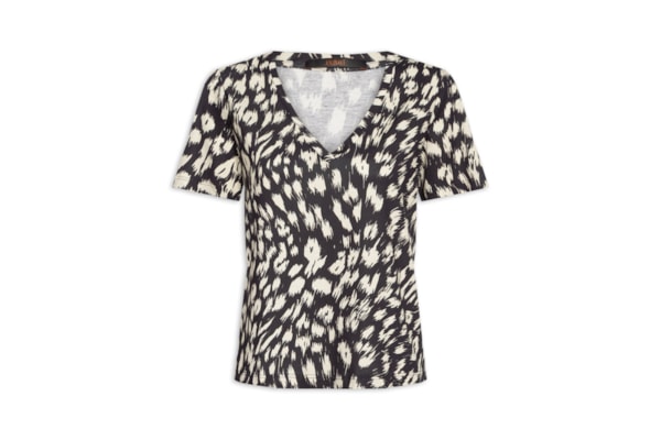 Camiseta Feminina Decote V Onça Abby - Preto