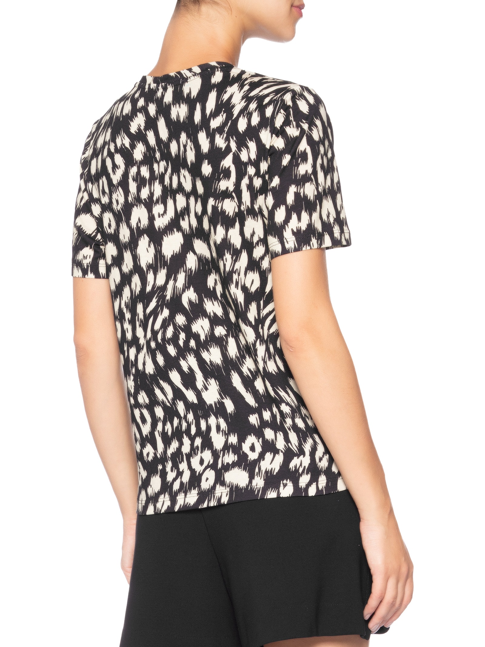 Camiseta Feminina Decote V Onça Abby Preto Animale