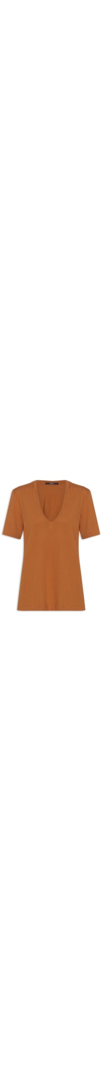 Camiseta Feminina Decote V Pima Color - Marrom