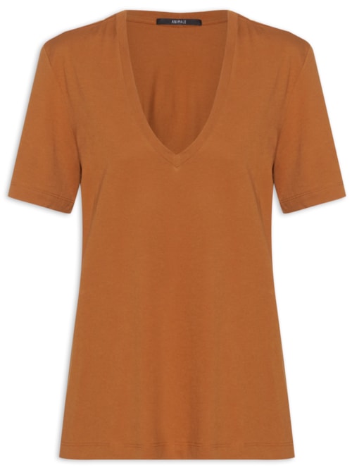Camiseta Feminina Decote V Pima Color – Marrom