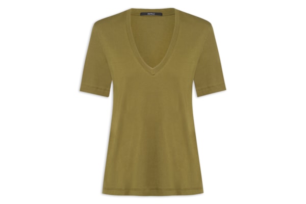 Camiseta Feminina Decote V Pima Color - Verde 
