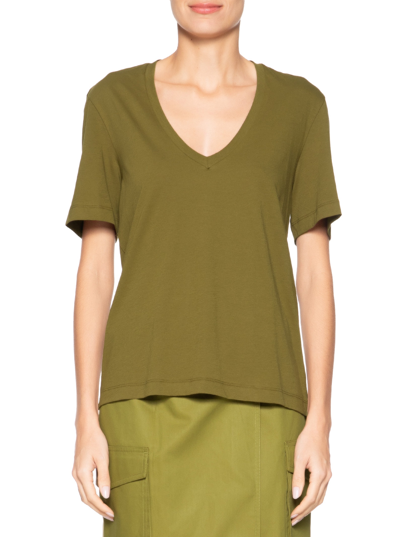 Camiseta Feminina Decote V Pima Color Verde  Animale