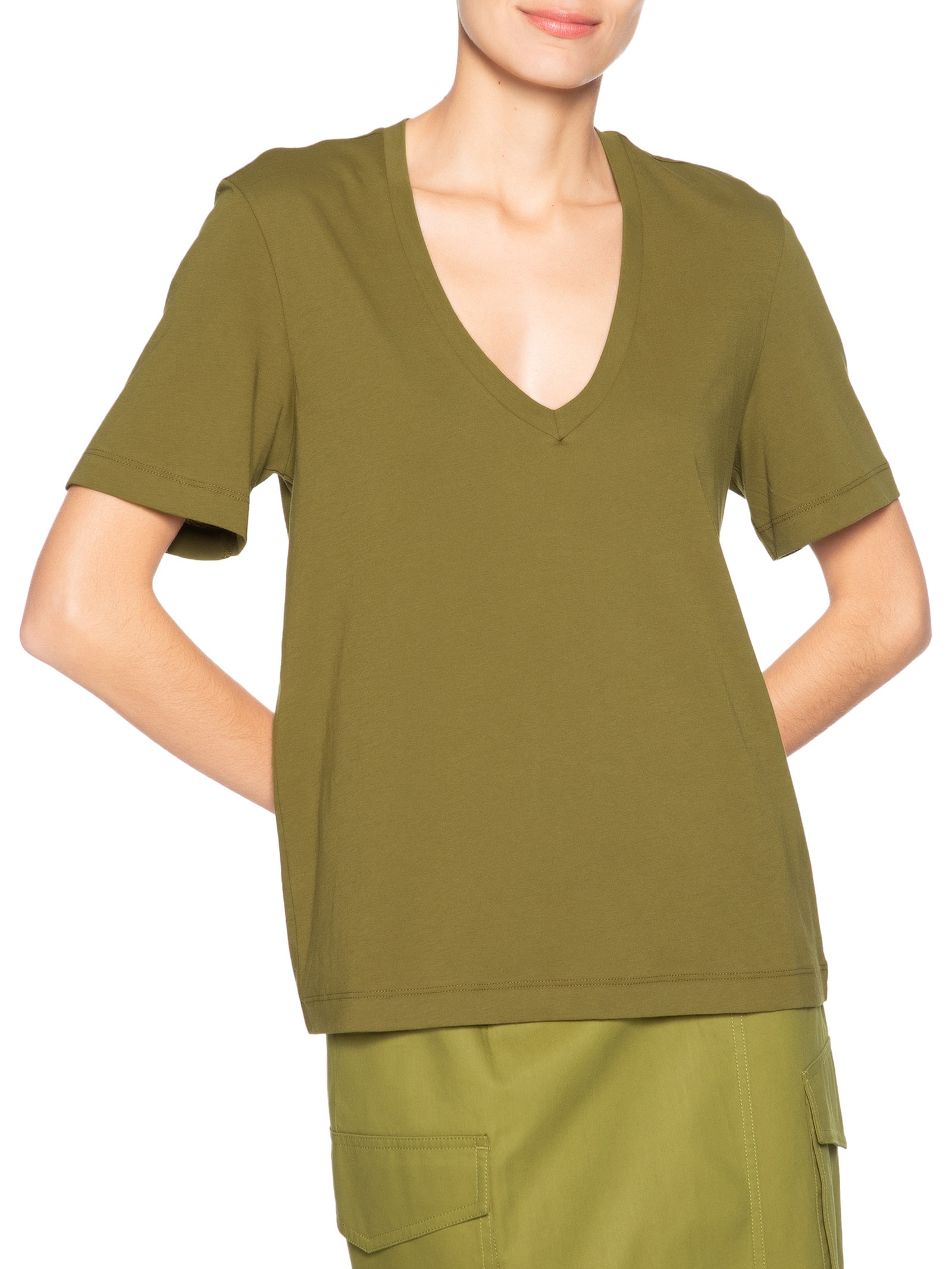 Camiseta Feminina Decote V Pima Color Verde  Animale