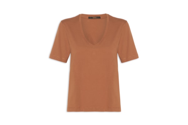 Camiseta Feminina Decote V Pima - Marrom