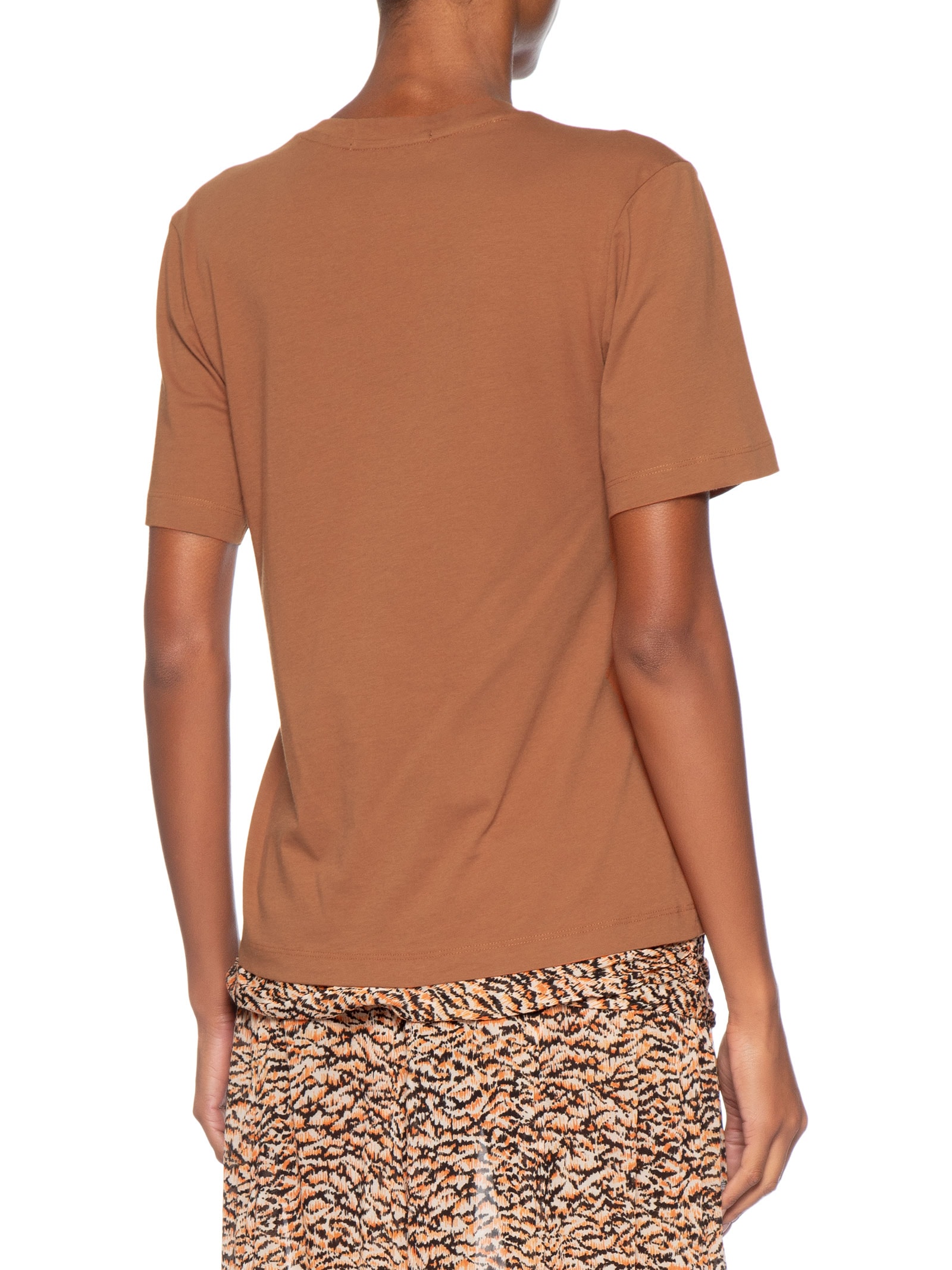 Camiseta Feminina Decote V Pima Marrom Animale