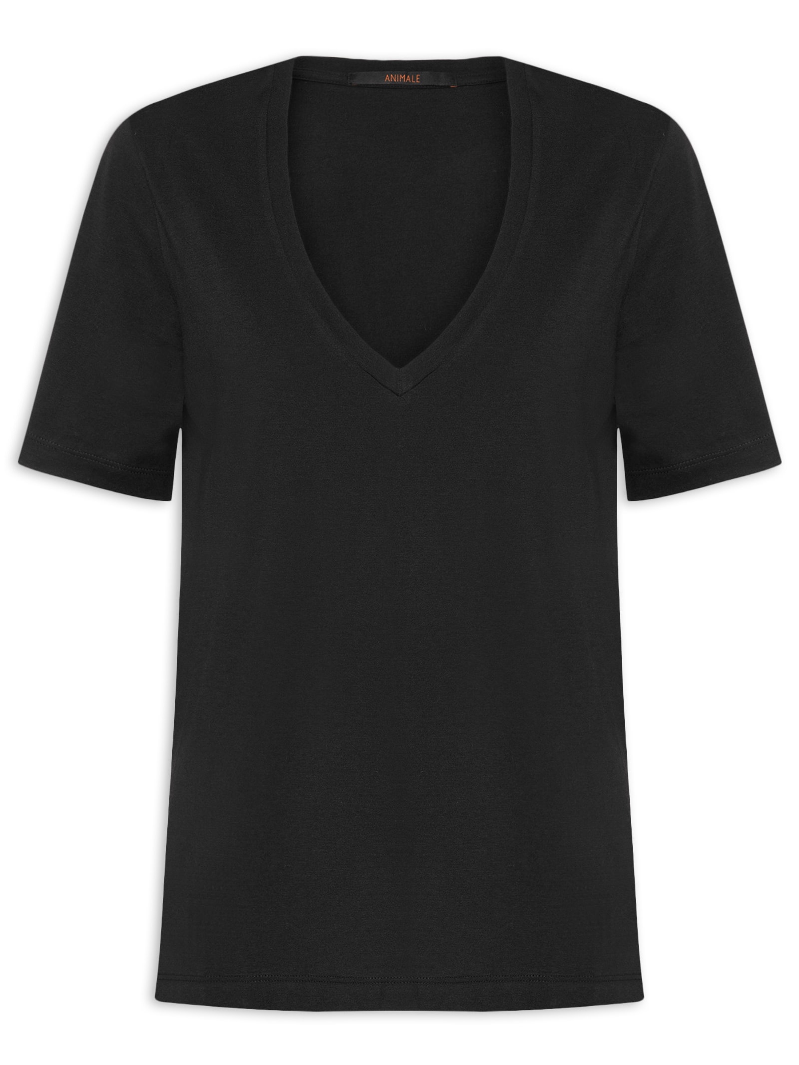Camiseta Feminina Decote V Pima Preto Animale
