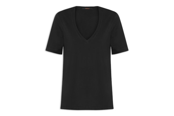 Camiseta Feminina Decote V Pima - Preto
