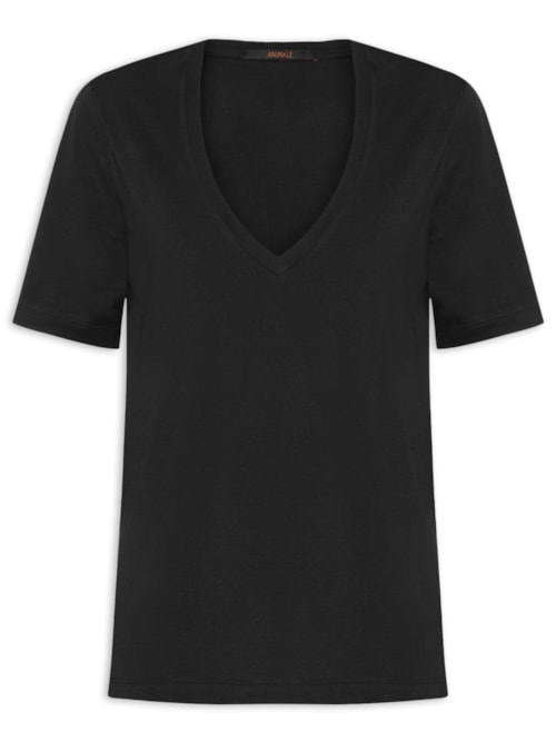 Camiseta Feminina Decote V Pima – Preto