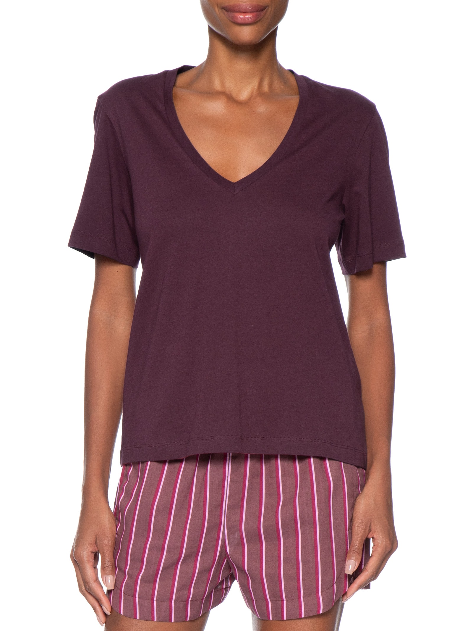 Camiseta Feminina Decote V Pima Roxo Animale