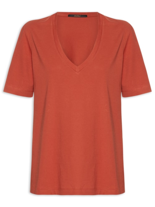 Camiseta Feminina Decote V Pima – Vermelho