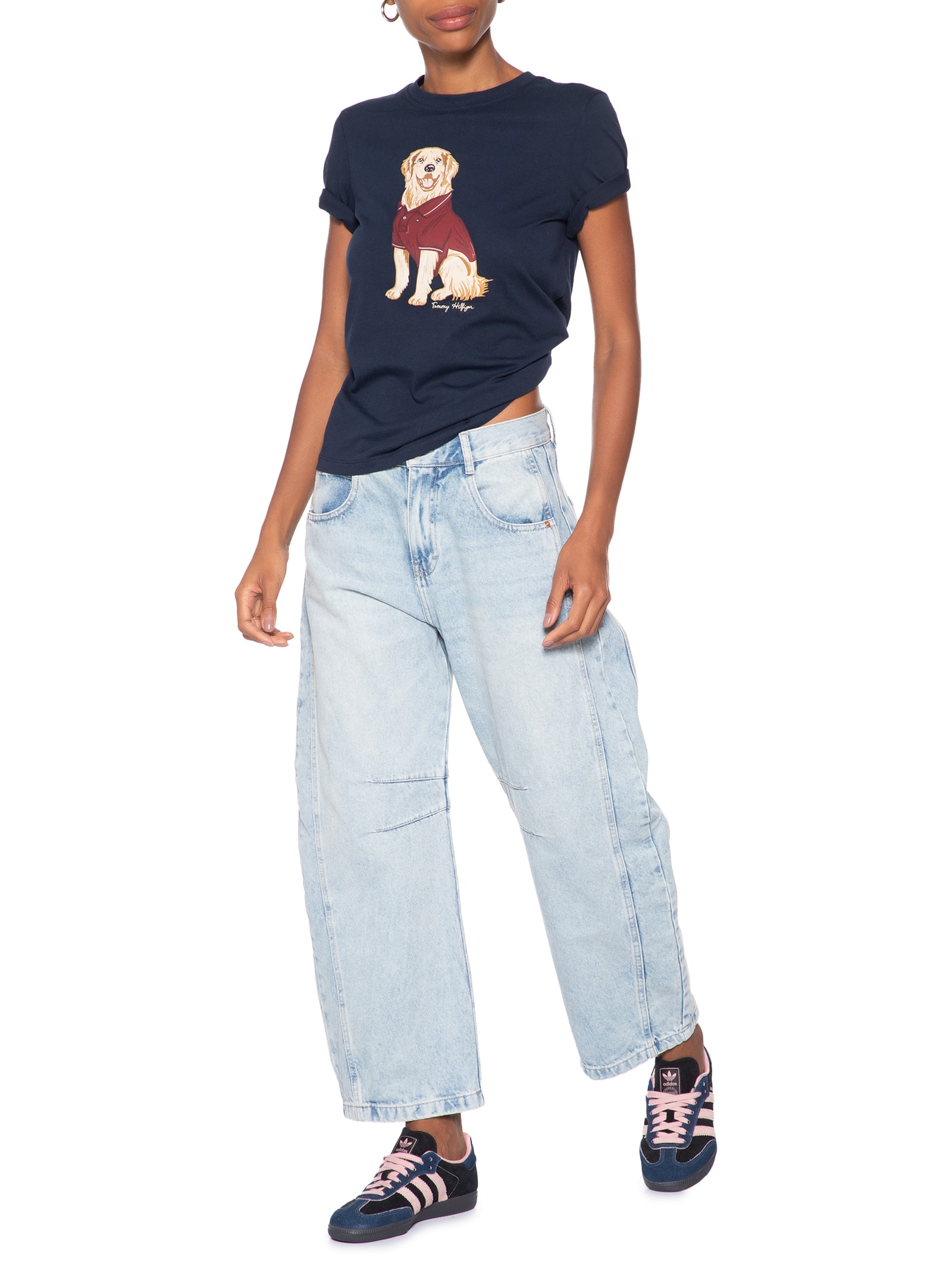 Camiseta Feminina Dog C-NK Tee Azul Tommy Hilfiger