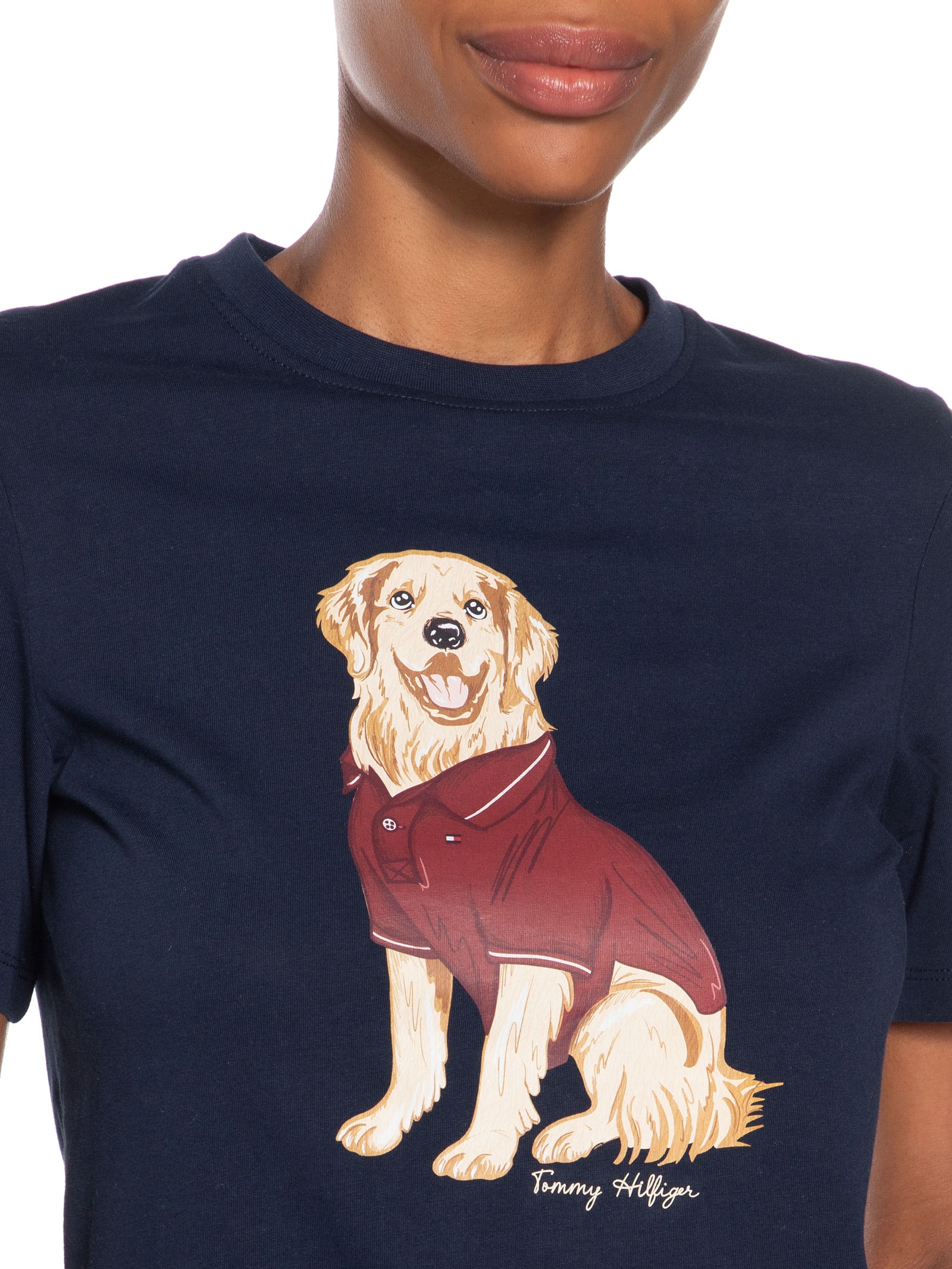 Camiseta Feminina Dog C-NK Tee Azul Tommy Hilfiger