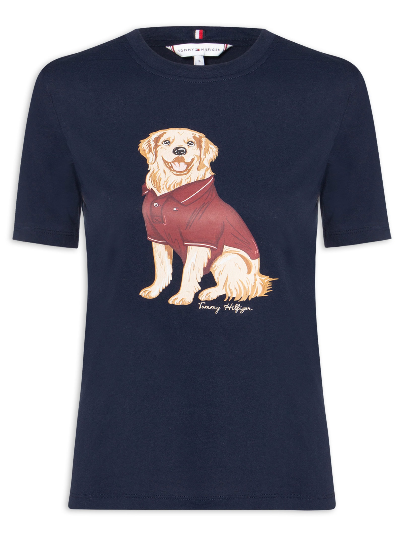 Camiseta Feminina Dog C-NK Tee Azul Tommy Hilfiger